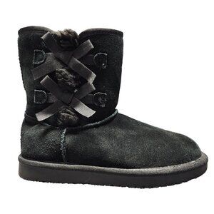 Koolaburra By UGG Boots Youth 4 Victoria Short Winter Ankle 1019372 Black Suede